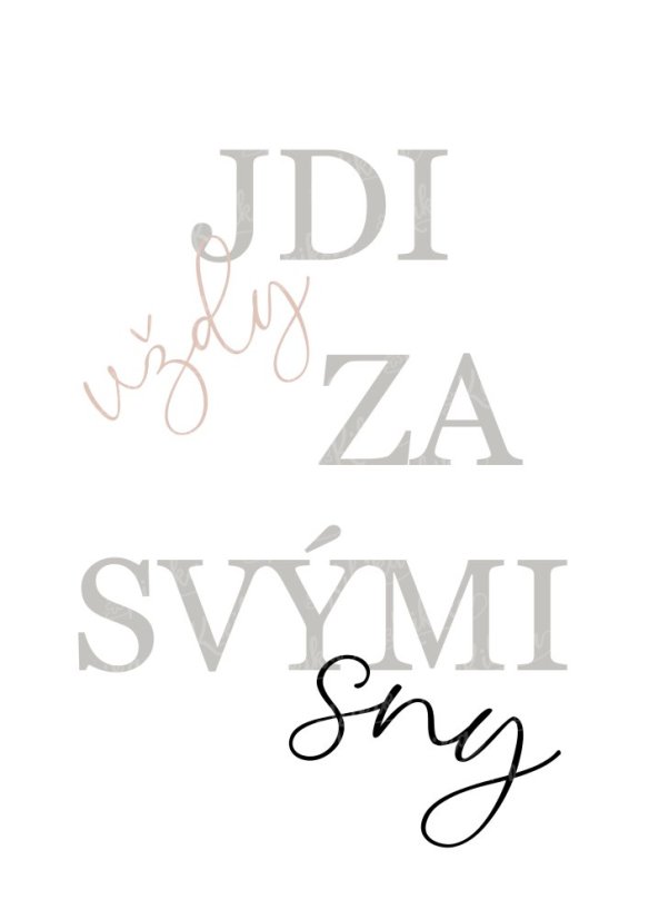 Plakát safari wild s nápisem „Jdi vždy za svými sny“ v růžových tónech. | KIKIKA