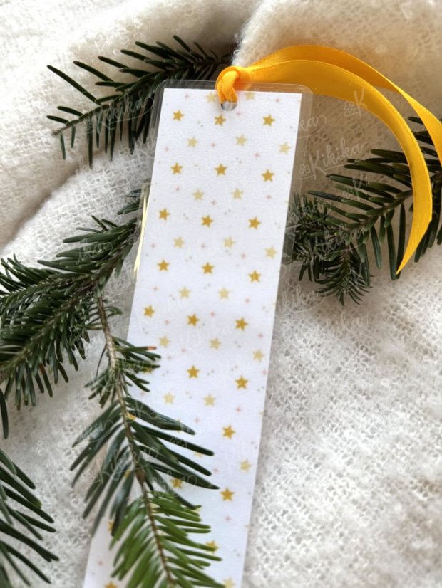 Záložka s motivem hvězdiček se žlutou stuhou – Kikika