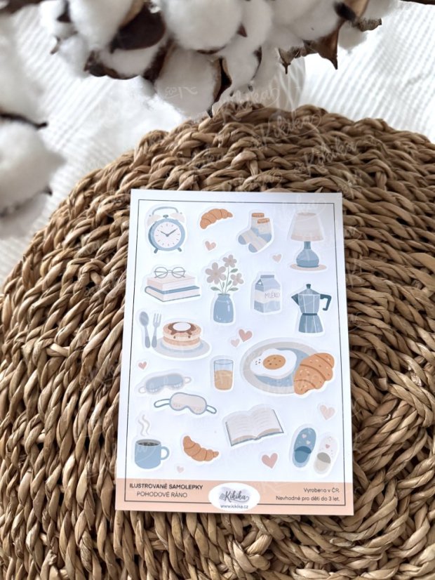 Jemné samolepky s motivy kávy a snídaně
