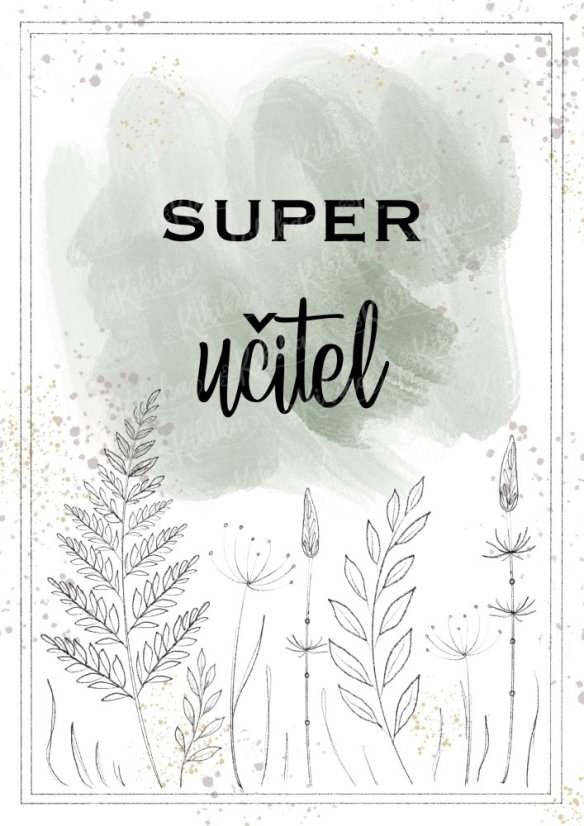 Detail plakátu s poděkováním pro učitele v zelené barvě – elegantní písmo a přírodní motivy | KIKIKA