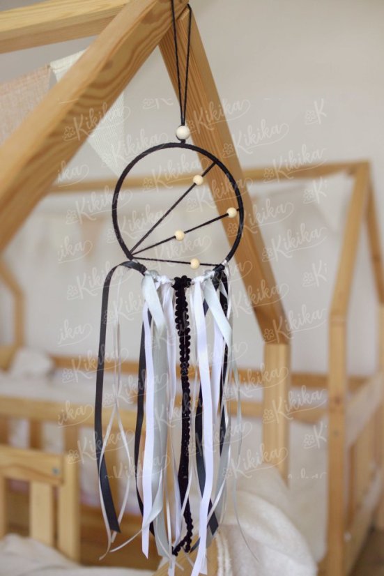 Lapač snů černý o průměru 15 cm – minimalistická závěsná dekorace | KIKIKA