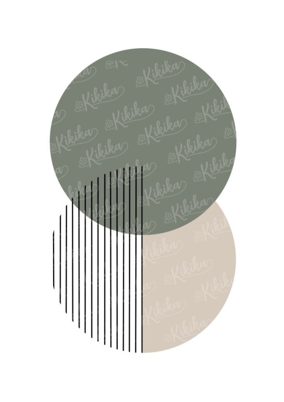 Minimalistický plakát se dvěma kruhy v zelené barvě v boho stylu | KIKIKA