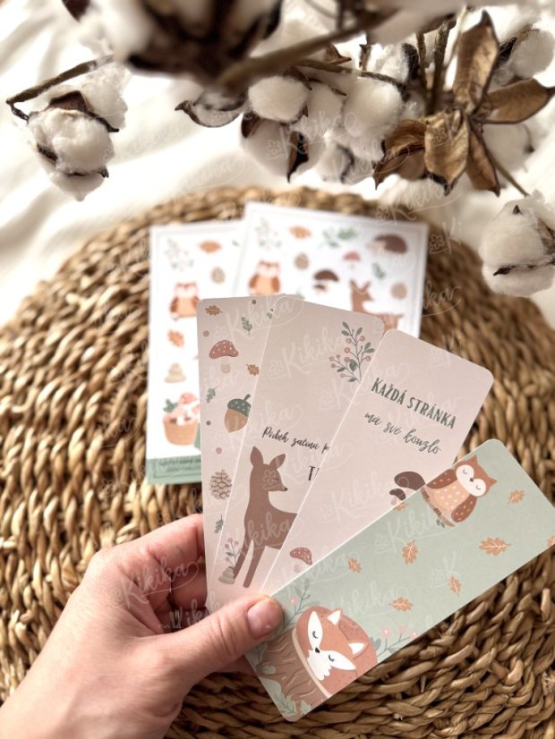 Jemné ilustrované záložky - Lesní království