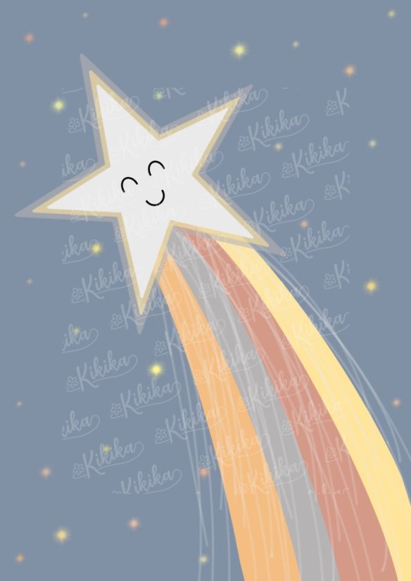 Plakát s ilustrací hvězdičky v modrošedých tónech. | KIKIKA