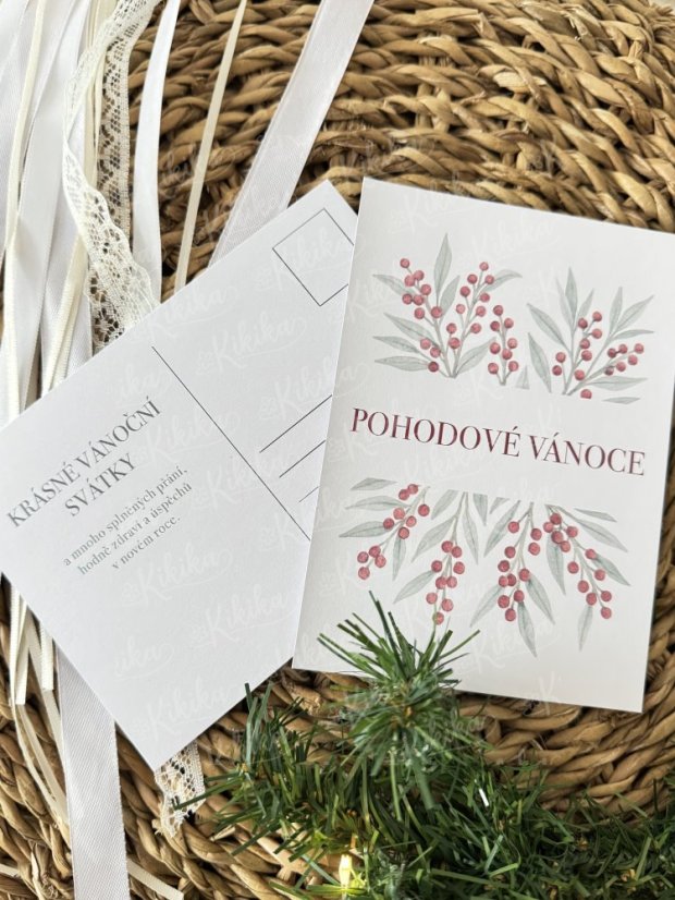 Pohlednice - Zimní větvičky - Motiv pohlednice: Větvičky jmelí