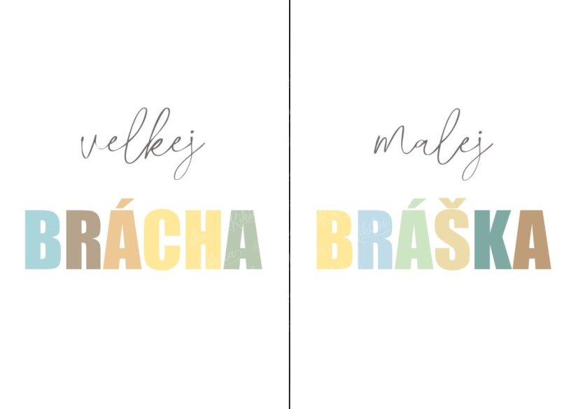 Set plakátů velkej brácha a malej bráška v pastelových barvách | KIKIKA