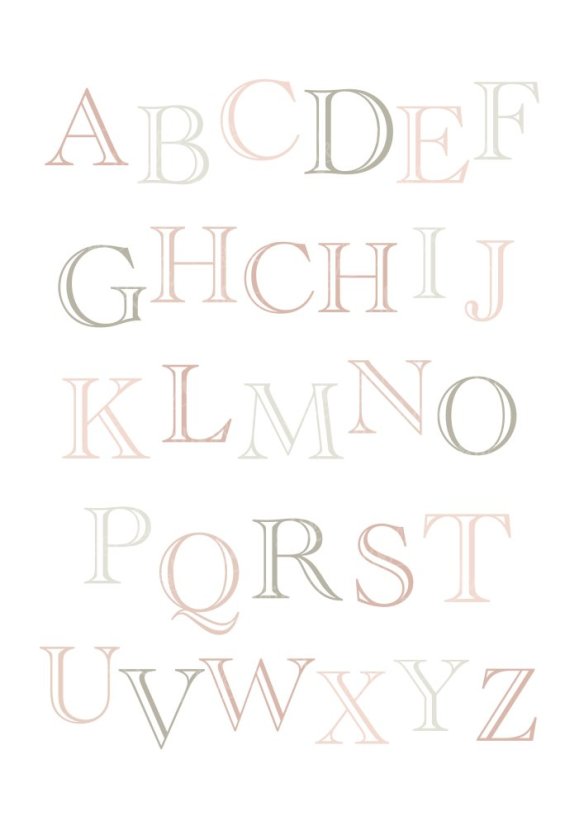 Plakát s abecedou v růžových tónech. | KIKIKA