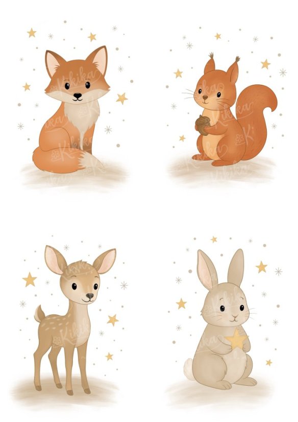 Set dětských plakátů Zvířátka v zimě – vánoční plakáty | Kikika