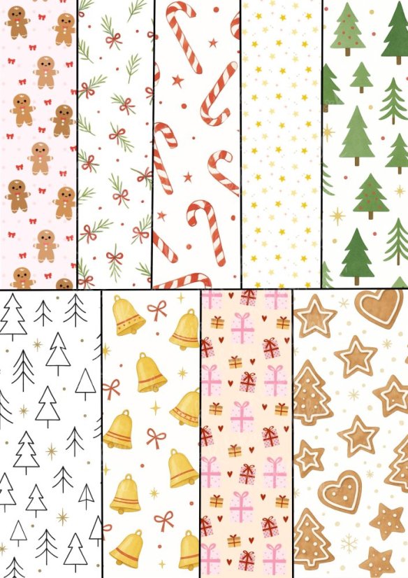 Vánoční záložka se stuhou - ZALAMINOVANÁ, OBOUSTRANNÁ 20,5x5,5cm - Motiv záložky: Vánoční stromek