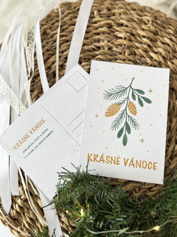 Pohlednice - Zlatozelená kolekce - Motiv pohlednice: Stromeček