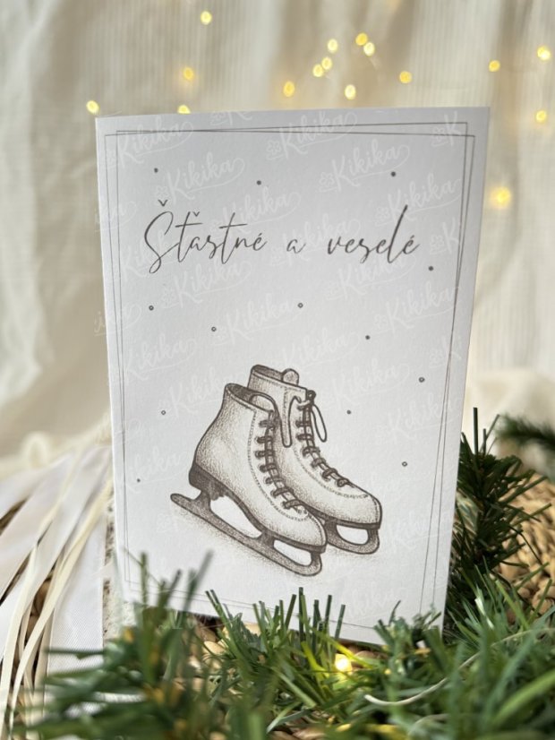 Vánoční přání - Hnědá přírodní - Motiv přáníčka: Stromeček