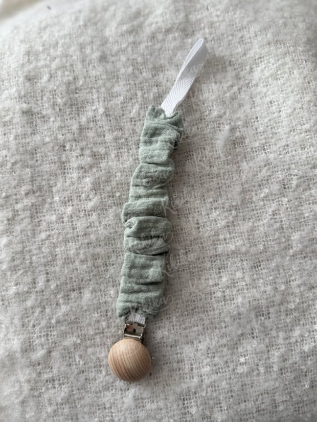 Klip na dudlík - šitý - Výběr látky: Růžová - mušelín