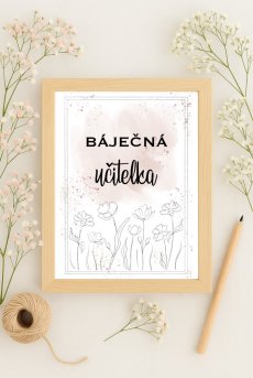 Plakát pro učitele s nápisem „Báječná učitelka“ v růžovém designu – vkusná dekorace do třídy | KIKIKA