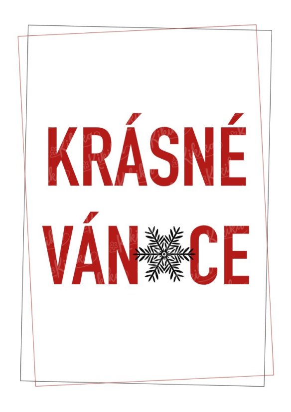 Vánoční plakát s nápisem Krásné Vánoce v červené a černé barvě od KIKIKA