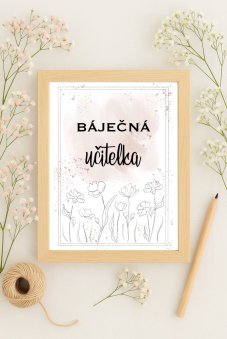 Plakát pro učitele s nápisem „Báječná učitelka“ v růžovém designu – vkusná dekorace do třídy | KIKIKA