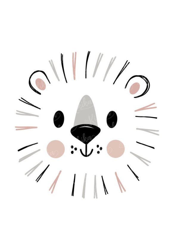 Plakát s ilustrací lva v růžových tónech. | KIKIKA