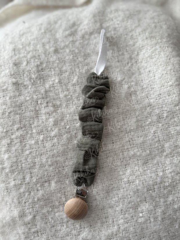 Klip na dudlík - šitý - Výběr látky: Růžová - mušelín