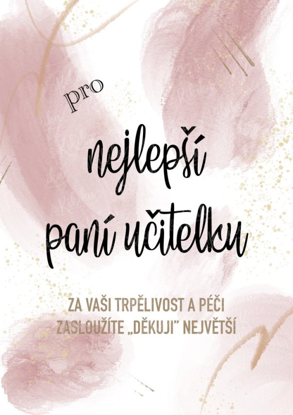 Plakát s nápisem „Pro nejlepší učitelku“ ve vínové barvě – vkusný dárek pro paní učitelku | KIKIKA