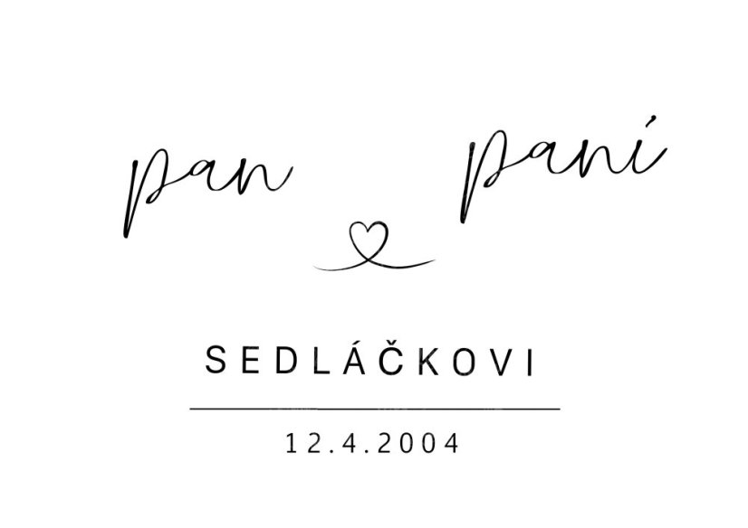 Personalizovaný plakát s nápisem „Pan a Paní“, doplněný o příjmení a významné datum, v elegantním minimalistickém designu | KIKIKA