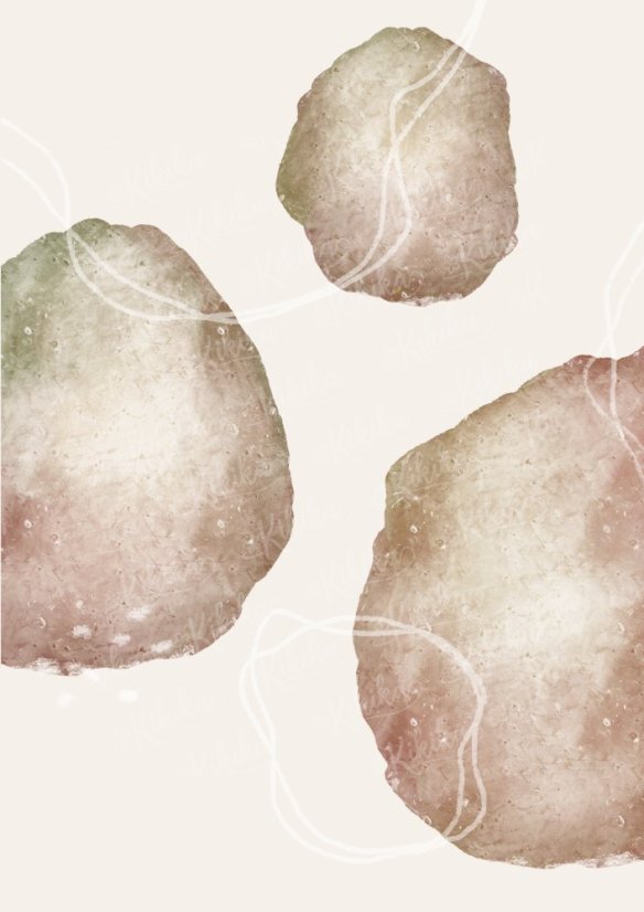 Minimalistický akvarelový plakát se třemi hnědými skvrnami – přírodní motiv do obývacího pokoje od KIKIKA