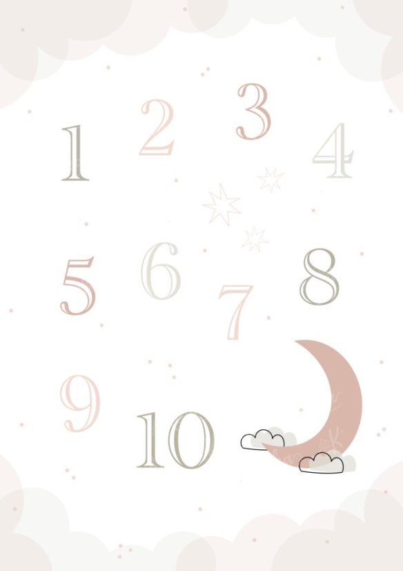 Plakát s čísly od 1 do 10 v růžových tónech. | KIKIKA