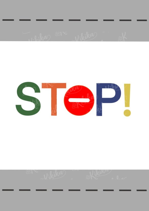 Plakát s nápisem „STOP!“ v oranžových tónech. | KIKIKA