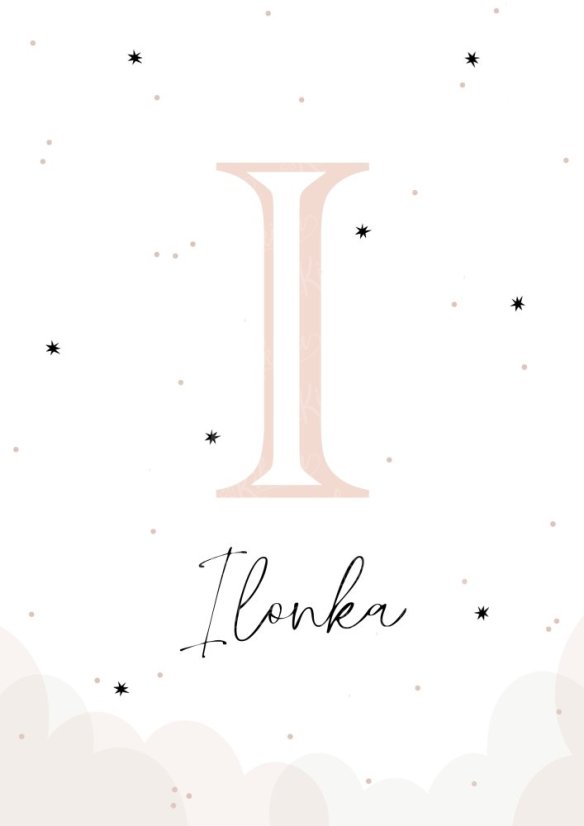 Personalizovaný plakát se jménem dítěte v růžových tónech. | KIKIKA