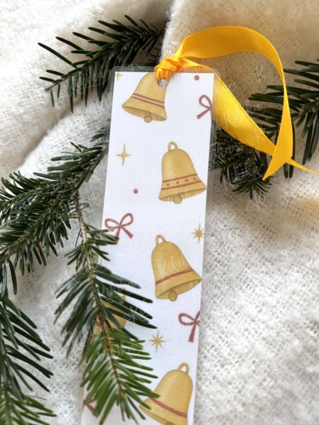 Záložka s motivem zvonečků se žlutou stuhou – Kikika