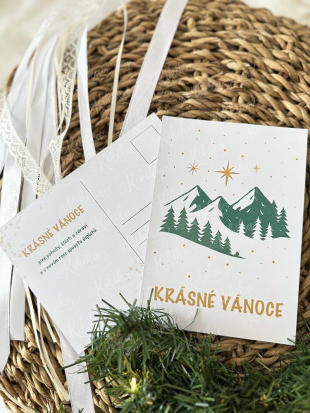 Pohlednice - Zlatozelená kolekce - Motiv pohlednice: Stromeček