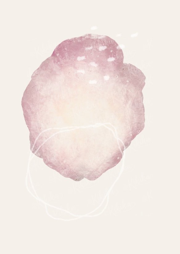 Akvarelový plakát s růžovou kruhovou skvrnou – jemná dekorace do ložnice od KIKIKA