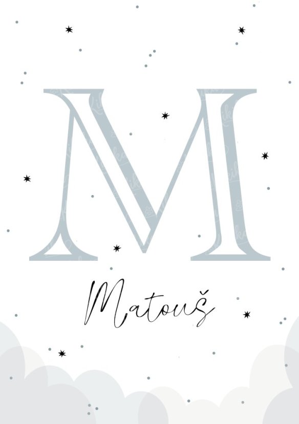 Kolekce dětských plakátů – Hory - Formát:: A3, Barva:: Modrá, Motiv:: Personalizace - jméno