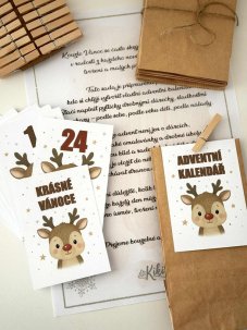 Adventní kalendář se sobím motivem – sada pytlíčků, kolíčků a dopisu | Kikika Adventní kalendář se sobím motivem – sada pytlíčků, kolíčků a dopisu | Kikika