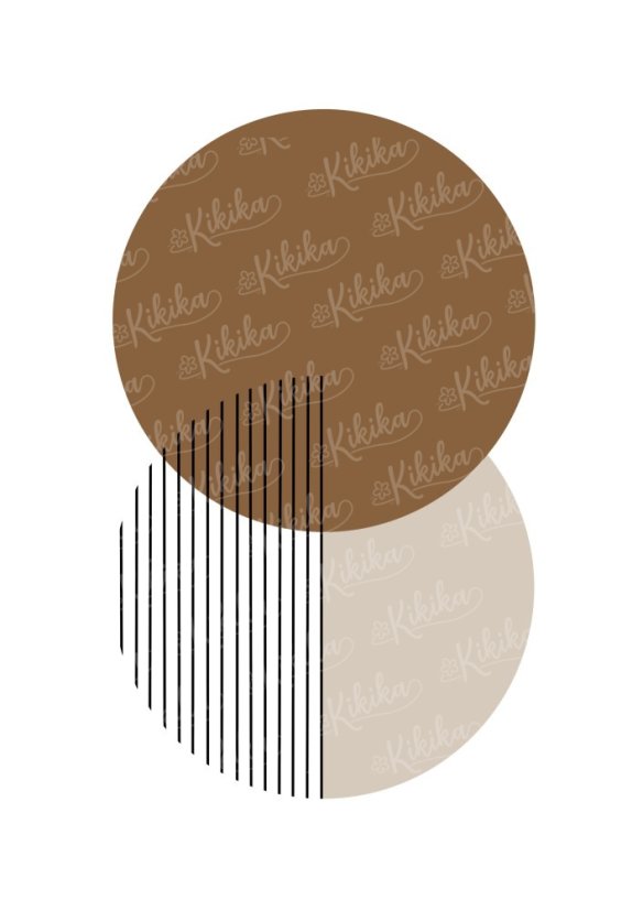 Minimalistický plakát se dvěma kruhy v teplé hnědé barvě v boho stylu | KIKIKA