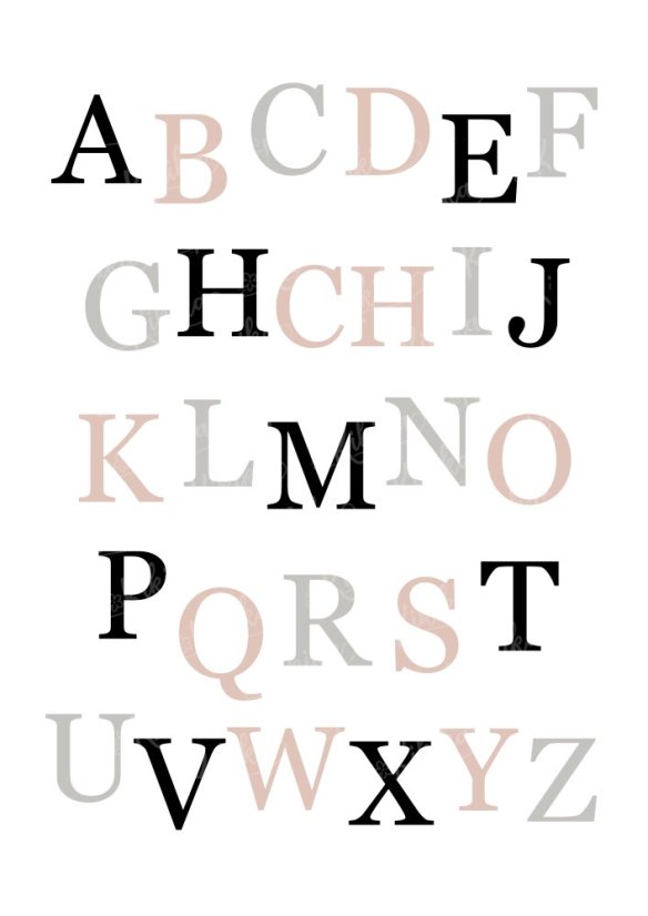 Plakát s abecedou v přírodních růžových tónech. | KIKIKA