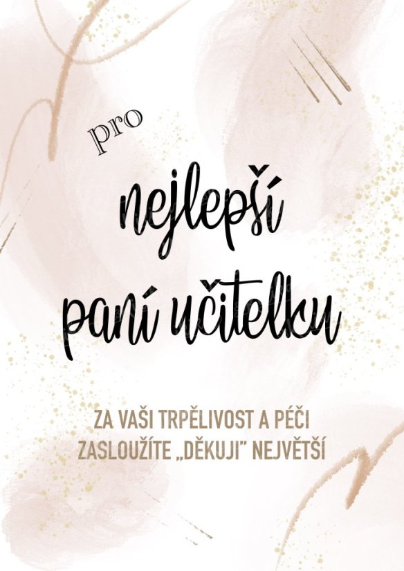 Plakát s nápisem „Pro nejlepší učitelku“ ve starorůžové barvě – elegantní dárek pro paní učitelku | KIKIKA
