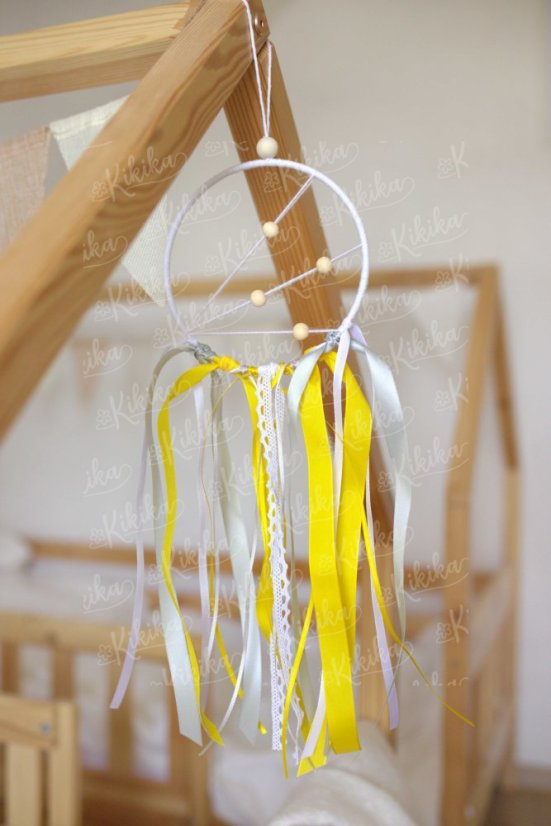 Lapač snů žlutý o průměru 15 cm – minimalistická závěsná dekorace | KIKIKA