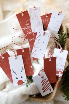 Sada vánočních štítků na dárky červenobílá | Kikika Sada vánočních štítků na dárky červenobílá | Kikika