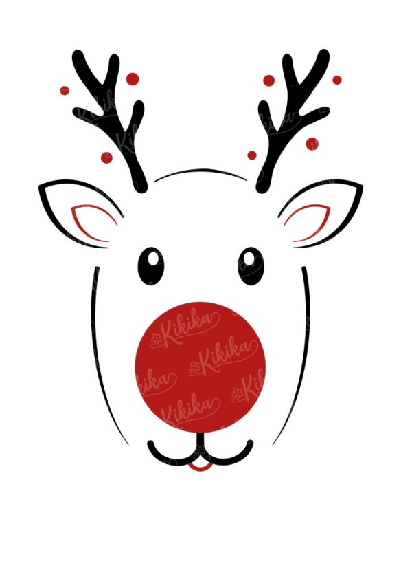 Vánoční plakát sobík s červeným nosem – roztomilý minimalistický design od KIKIKA