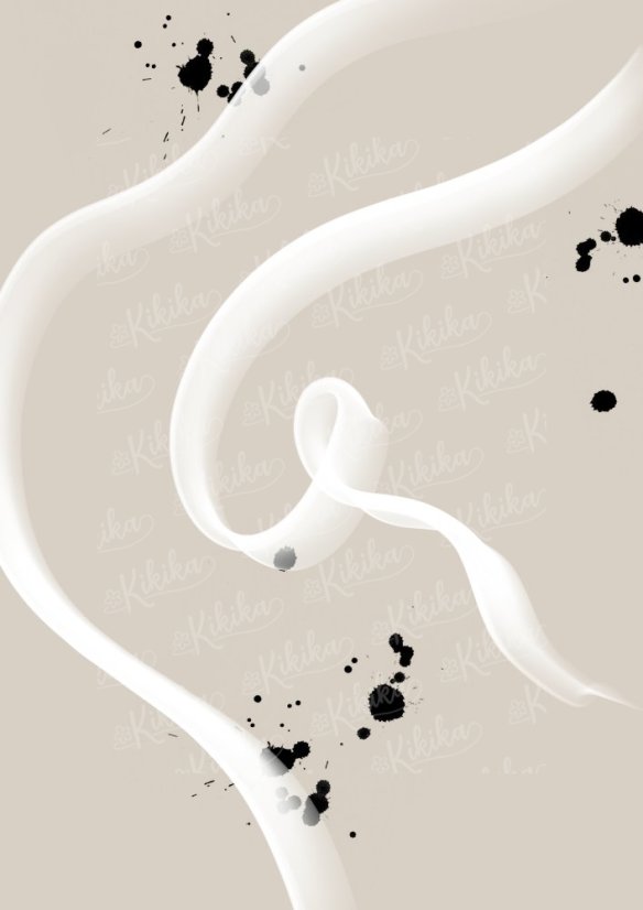 Moderní plakát s kontrastními černými skvrnami a bílými tahy štětce – kolekce Tahy štětce | KIKIKA