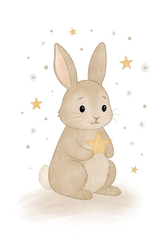 Dětský plakát zajíček s hvězdičkou – roztomilý zimní motiv | Kikika