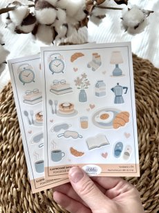 Arch samolepek - káva, kniha, snídaně