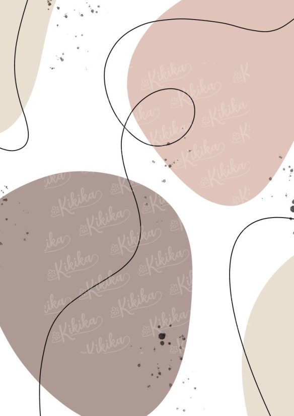 Plakát s velkými zaoblenými tvary v růžovýh tónech s černými linkami | KIKIKA