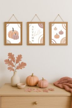 Elegantní podzimní kolekce plakátů – dýně a nápis Hello Autumn v rámu, dekorace s dýněmi a listy v přírodních tónech | KIKIKA Elegantní podzimní kolekce plakátů – dýně a nápis Hello Autumn v rámu, dekorace s dýněmi a listy v přírodních tónech | KIKIKA