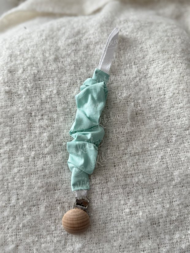 Klip na dudlík - šitý - Výběr látky: Růžová - mušelín