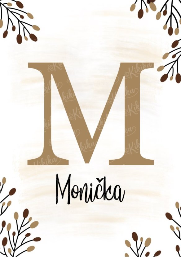 Personalizovaný lesní plakát se jménem holčičky v přírodních tónech. | KIKIKA