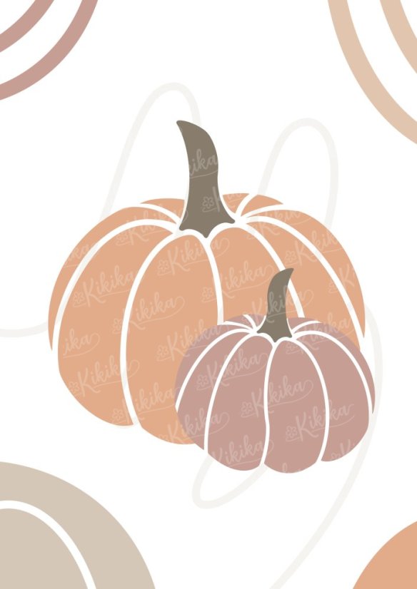 Podzimní minimalistický plakát se dvěma stylizovanými dýněmi | KIKIKA