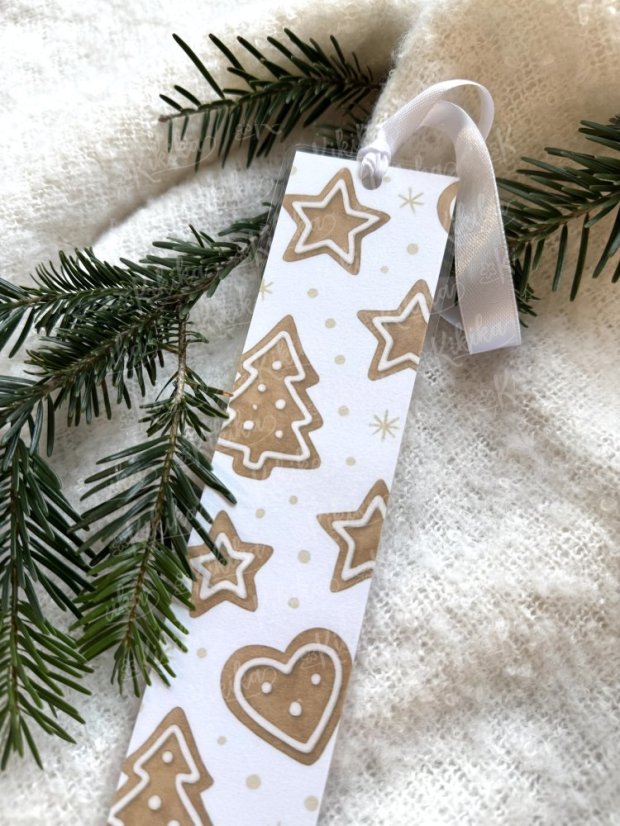 Záložka s motivem perníčků s bílou stuhou – Kikika