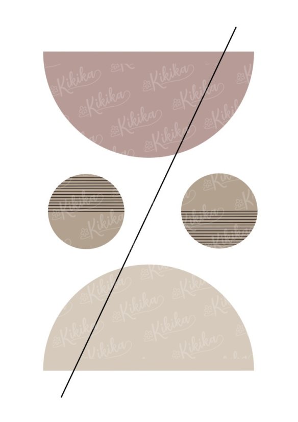 Minimalistický plakát s půlkruhem a úhlopříčkou ve starorůžové barvě v boho stylu | KIKIKA