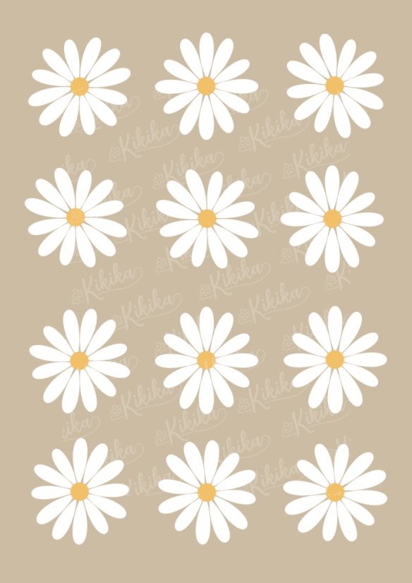 Plakát s ilustrací dvanácti malých kopretin v béžovo-bílých tónech. | KIKIKA