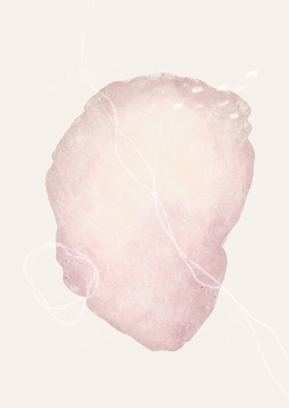 Akvarelový plakát s oválnou růžovou skvrnou v pastelových tónech – dekorace do moderního interiéru od KIKIKA